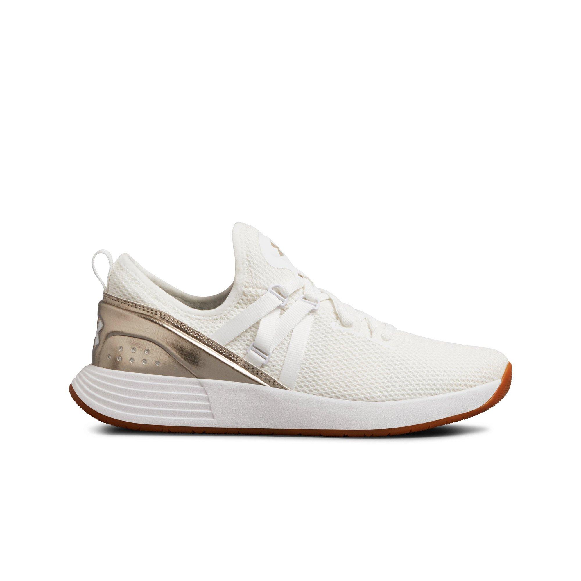white and gold under armour shoes