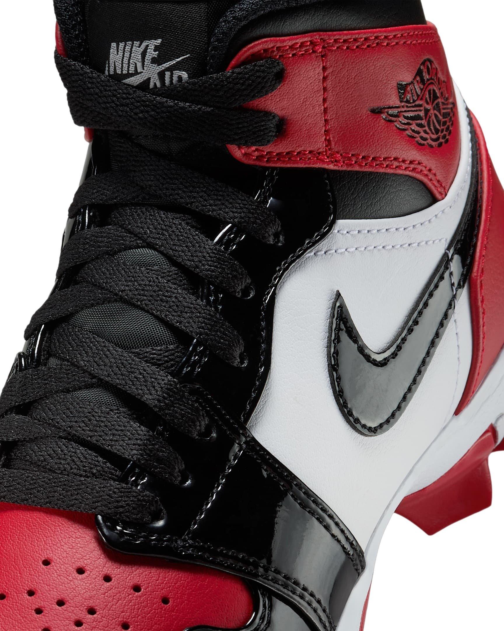 Jordan 1 Mid Grade School Boys' "Gym Red/White/Black" Football Cleat