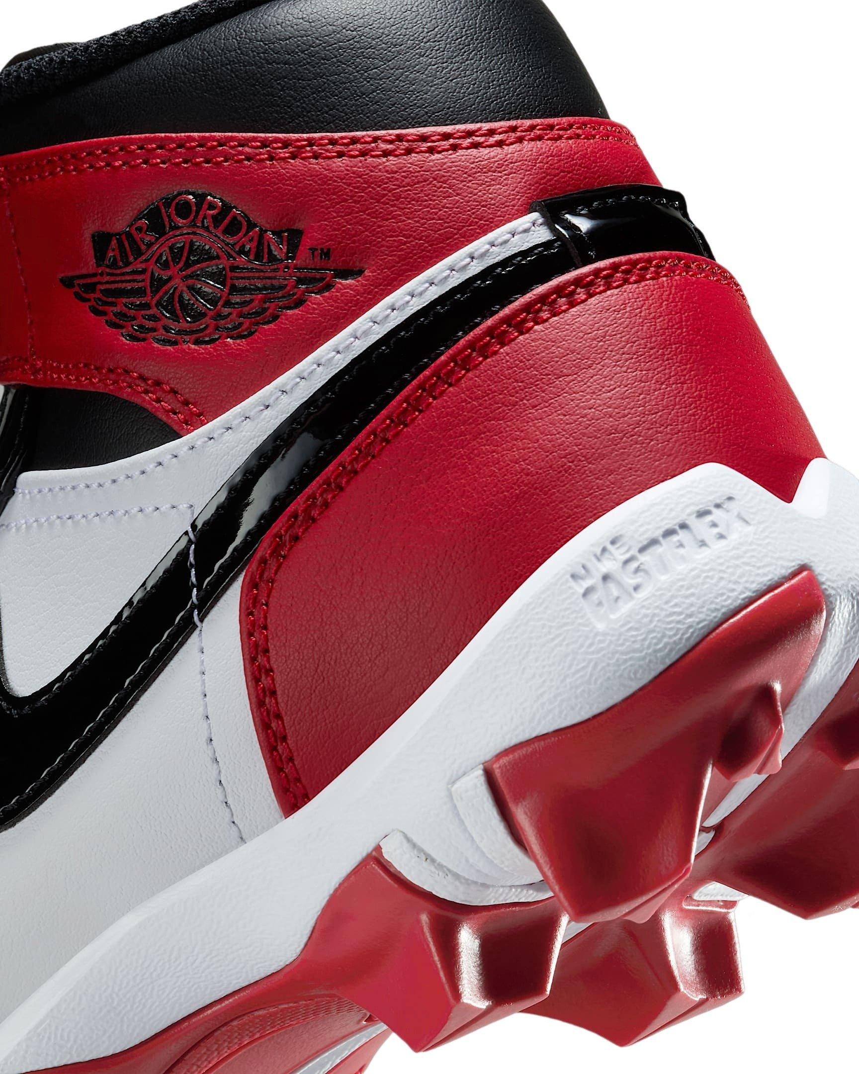 Jordan 1 Mid Grade School Boys' "Gym Red/White/Black" Football Cleat