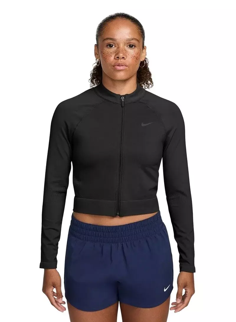 Nike Women's Pro Full-Zip Training Top - Black - BLACK