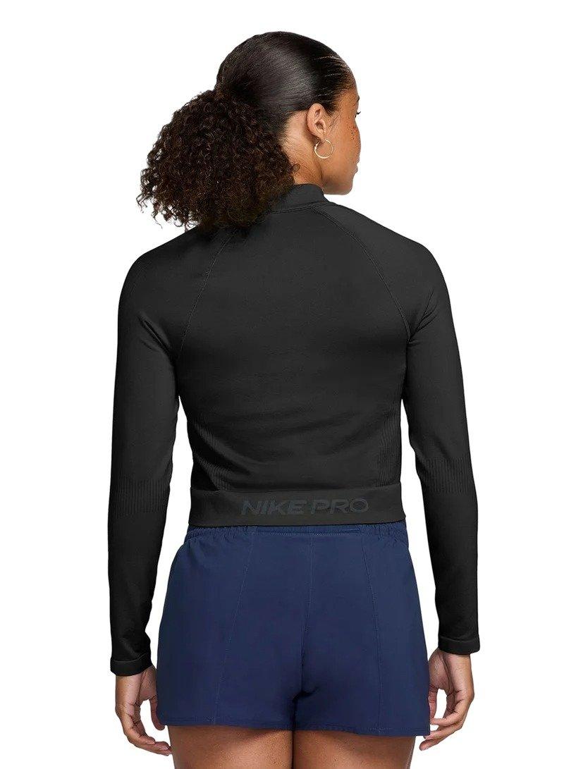 Nike Women's Pro Full-Zip Training Top - Black - BLACK Thumbnail View 2