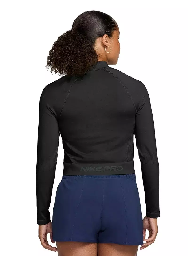 Nike Women's Pro Full-Zip Training Top - Black - BLACK