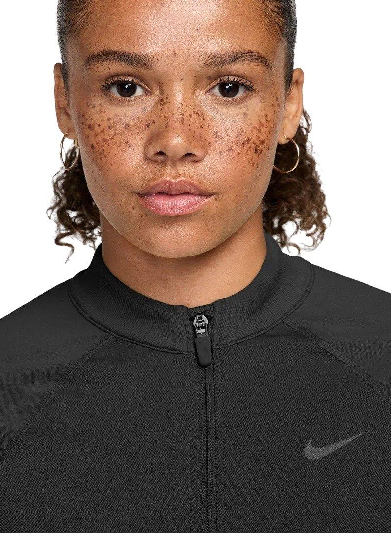 Nike Women's Pro Full-Zip Training Top - Black - BLACK Thumbnail View 3