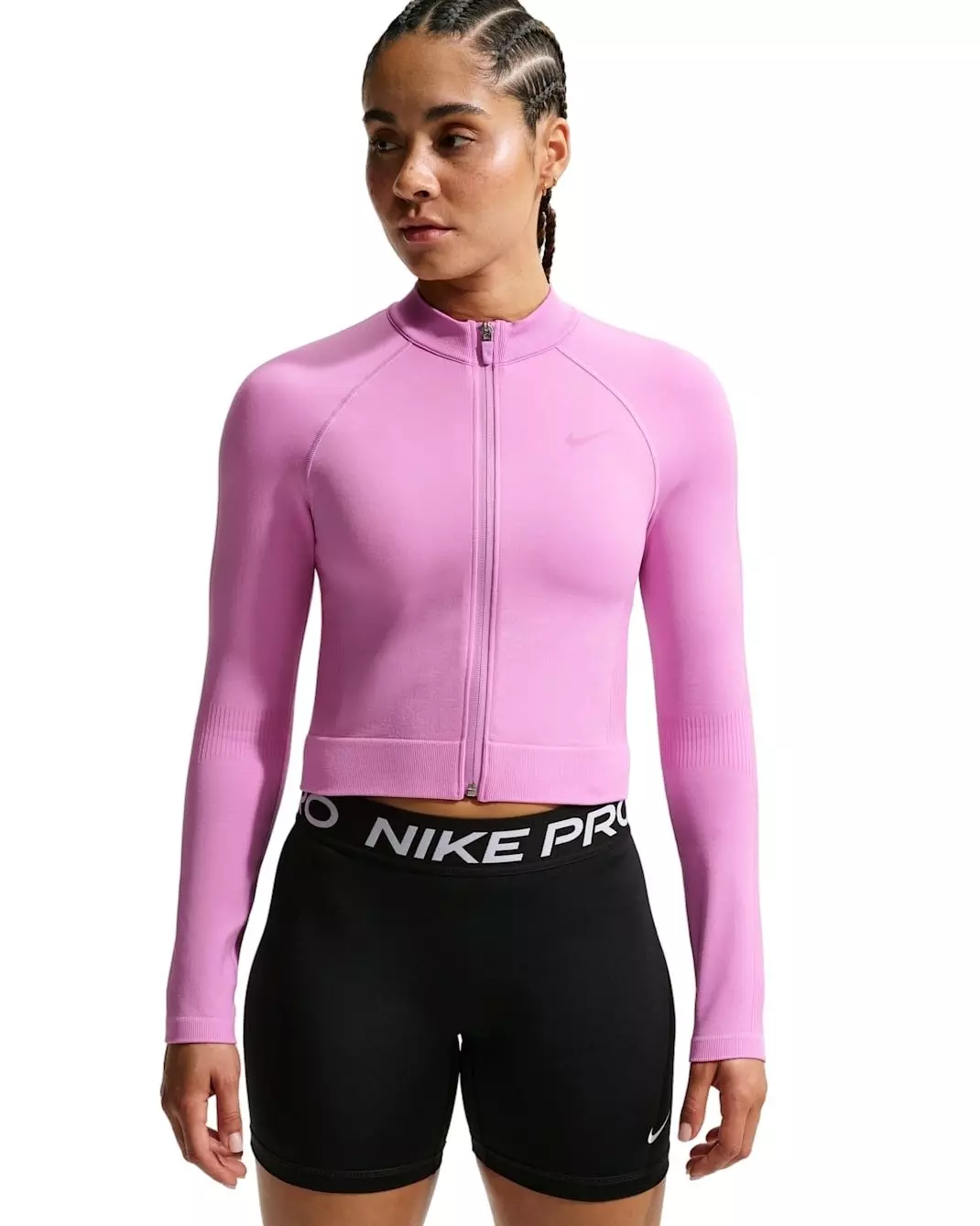 Nike Women's Pro Full-Zip Training Top -Lt Magenta - LT MAGENTA