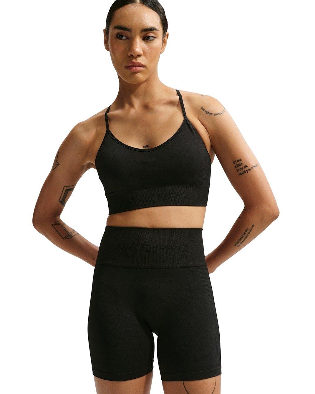 Nike Women's Pro Seamless Dri-FIT High-Waisted 5" Biker Shorts - Black - BLACK Thumbnail View 1