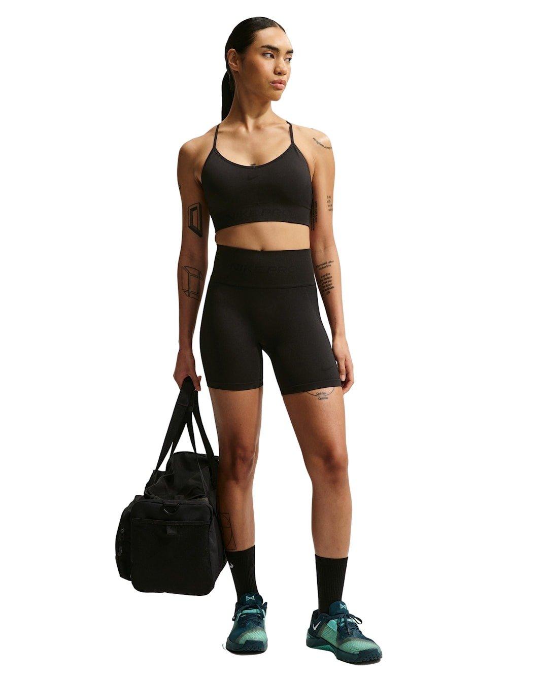 Nike Women's Pro Seamless Dri-FIT High-Waisted 5" Biker Shorts - Black - BLACK Thumbnail View 4