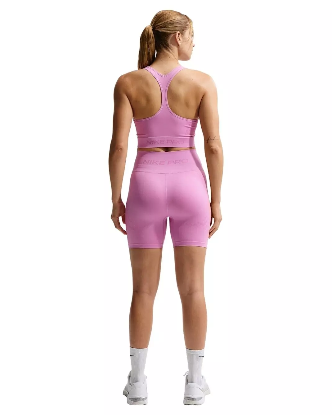 Nike Women's Pro Seamless Dri-FIT High-Waisted 5" Biker Shorts -Lt Magenta - LT MAGENTA