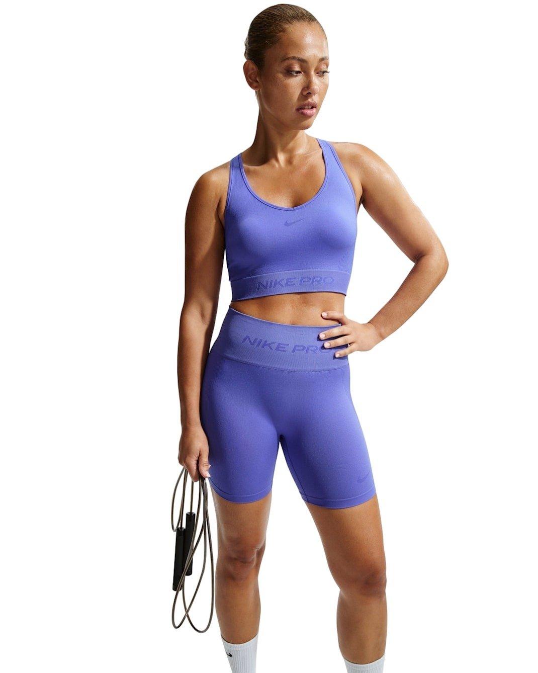 Nike Women's Pro Seamless Dri-FIT High-Waisted 5" Biker Shorts - Sapphire - SAPPHIRE Thumbnail View 3