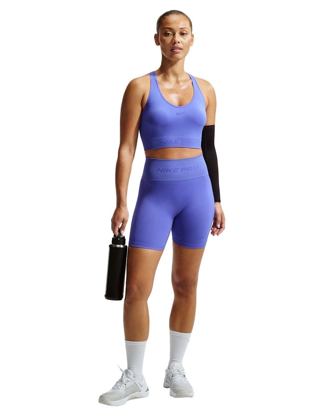 Nike Women's Pro Seamless Dri-FIT High-Waisted 5" Biker Shorts - Sapphire - SAPPHIRE Thumbnail View 4