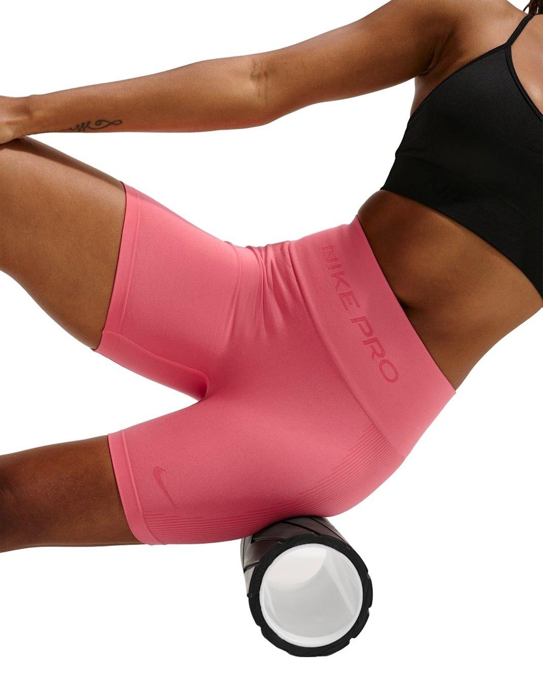 Nike Women's Pro Seamless Dri-FIT High-Waisted 5" Biker Shorts -Coral - CORAL Thumbnail View 3