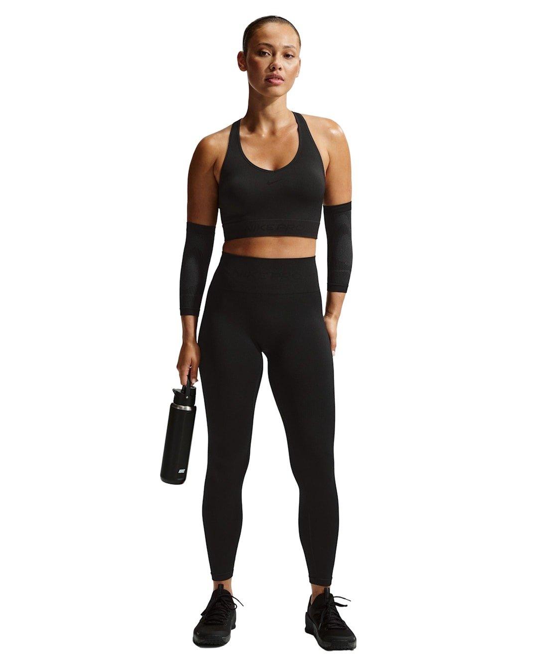 Nike Women's Pro Seamless High-Waisted 7/8 Leggings - Black - BLACK Thumbnail View 4