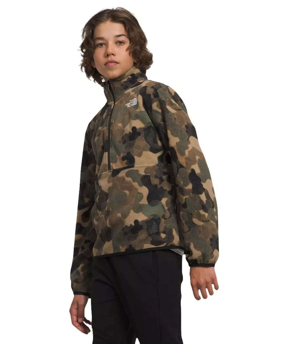 The North Face Big Kids' Glacier 1/4-Zip Pullover -Brown Camo - BROWN