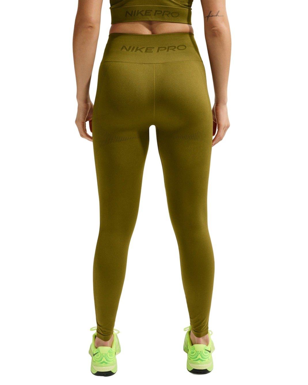 Nike Women's Pro Seamless High-Waisted 7/8 Leggings - Olive - OLIVE Thumbnail View 2
