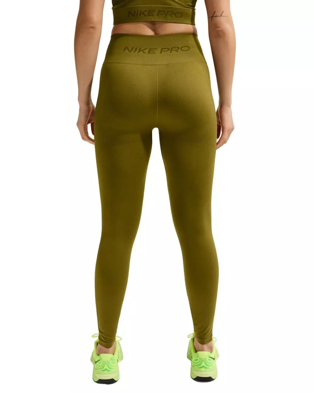 Nike Women's Pro Seamless High-Waisted 7/8 Leggings - Olive - OLIVE
