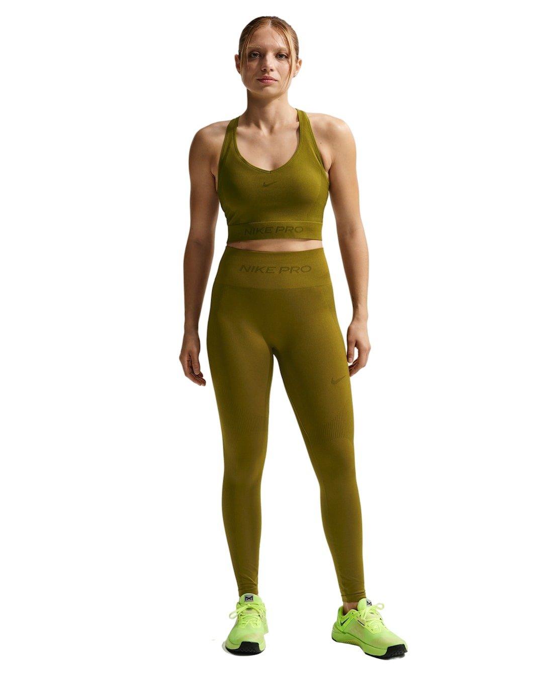 Nike Women's Pro Seamless High-Waisted 7/8 Leggings - Olive - OLIVE Thumbnail View 4