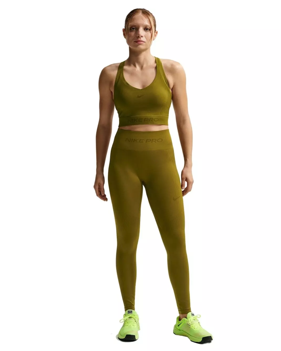 Nike Women's Pro Seamless High-Waisted 7/8 Leggings - Olive - OLIVE