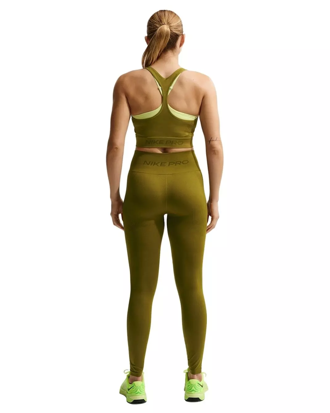 Nike Women's Pro Seamless High-Waisted 7/8 Leggings -Olive - OLIVE