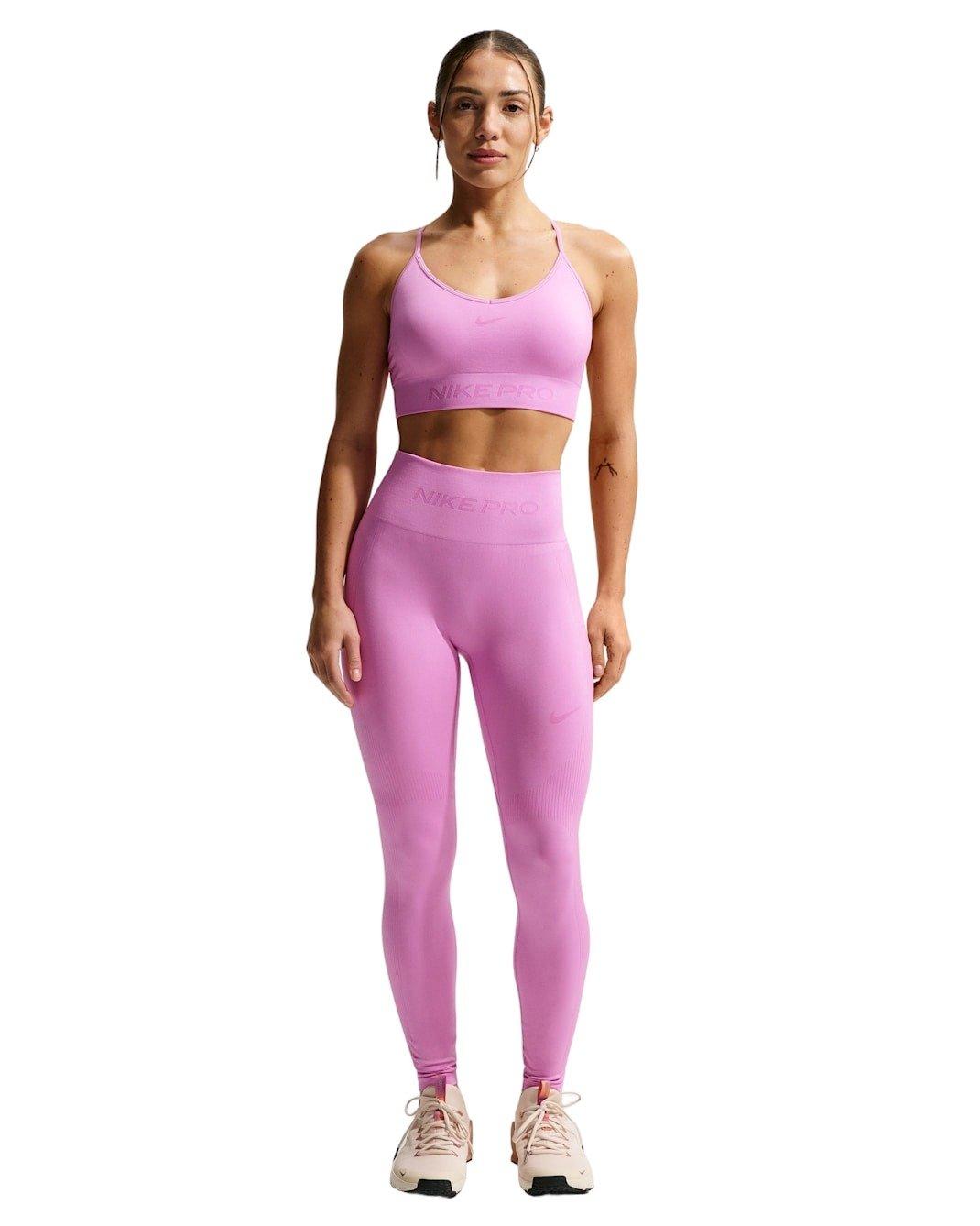 Nike Women's Pro Seamless High-Waisted 7/8 Leggings - Lt Magenta - LT MAGENTA Thumbnail View 4