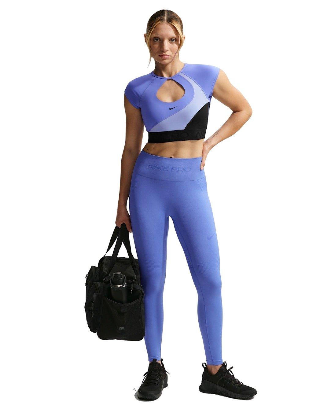Nike Women's Pro Seamless High-Waisted 7/8 Leggings -Sapphire - SAPPHIRE Thumbnail View 4