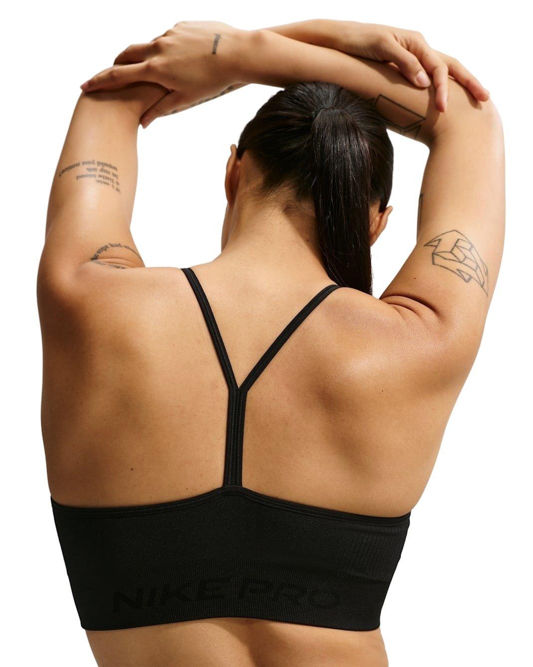 Nike Women's Pro Seamless Light-Support Padded Sports Bra - Black - BLACK Thumbnail View 2