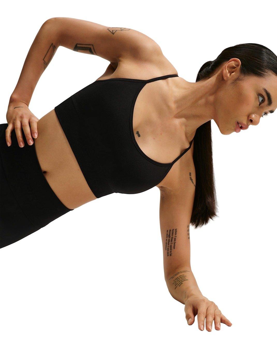 Nike Women's Pro Seamless Light-Support Padded Sports Bra -Black - BLACK Thumbnail View 3