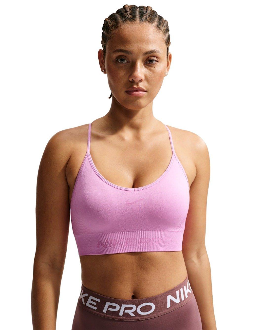 Nike Women's Pro Seamless Light-Support Padded Sports Bra - Lt Magenta - LT MAGENTA Thumbnail View 1