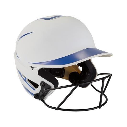 Mizuno Youth F6 Fastpitch Softball Batting Helmet - WHITE/ROYAL Thumbnail View 1