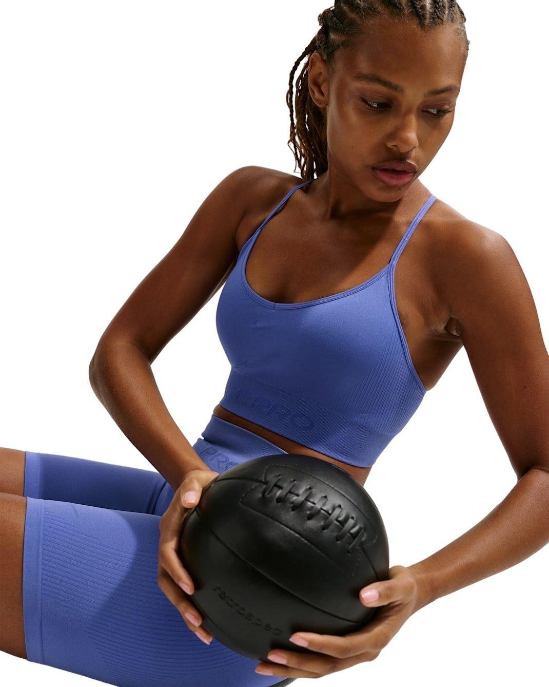 Nike Women's Pro Seamless Light-Support Padded Sports Bra -Sapphire - SAPPHIRE Thumbnail View 3