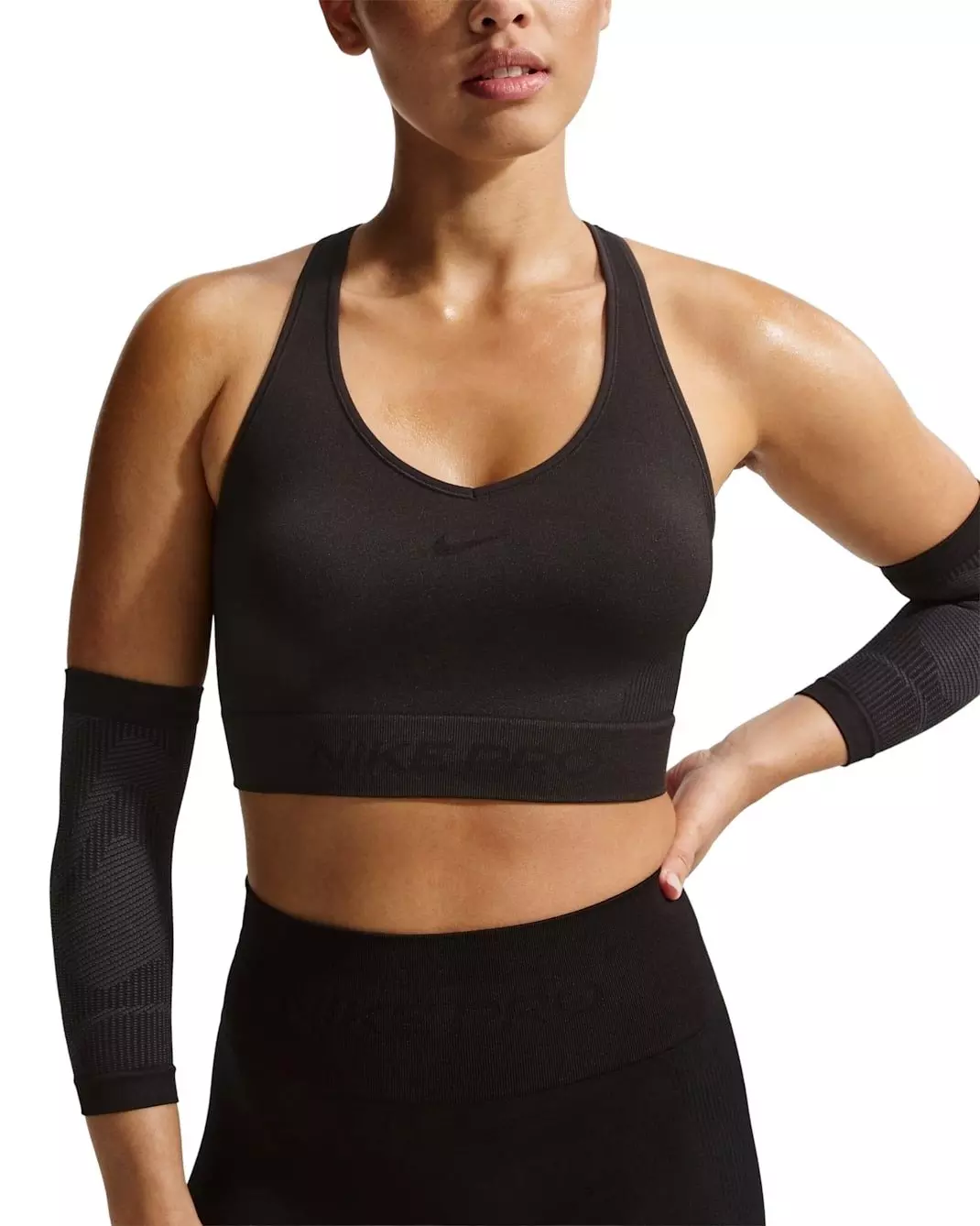 Nike Women's Pro Seamless Dri-FIT Cropped Tank Top - Black - BLACK