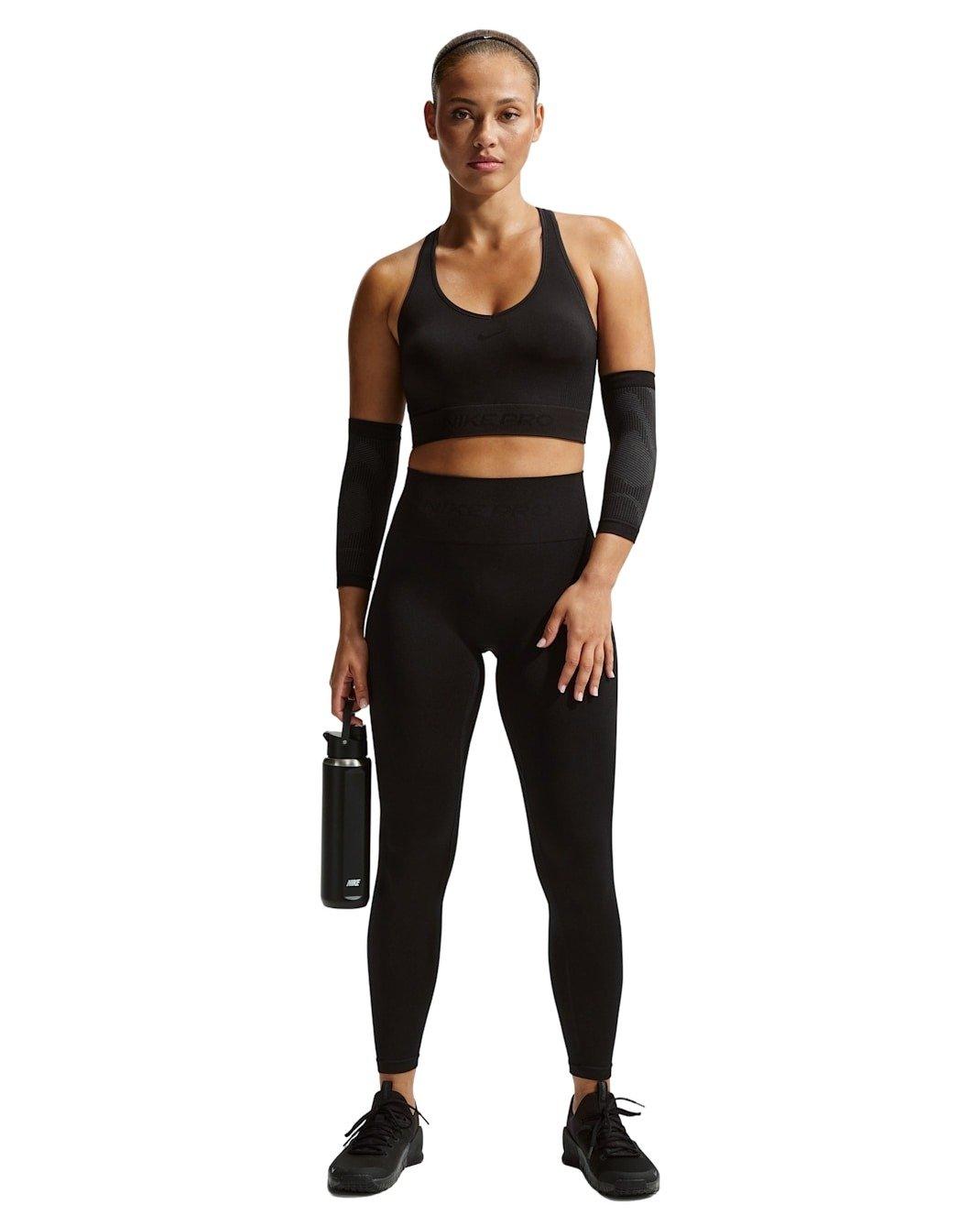 Nike Women's Pro Seamless Dri-FIT Cropped Tank Top -Black - BLACK Thumbnail View 4