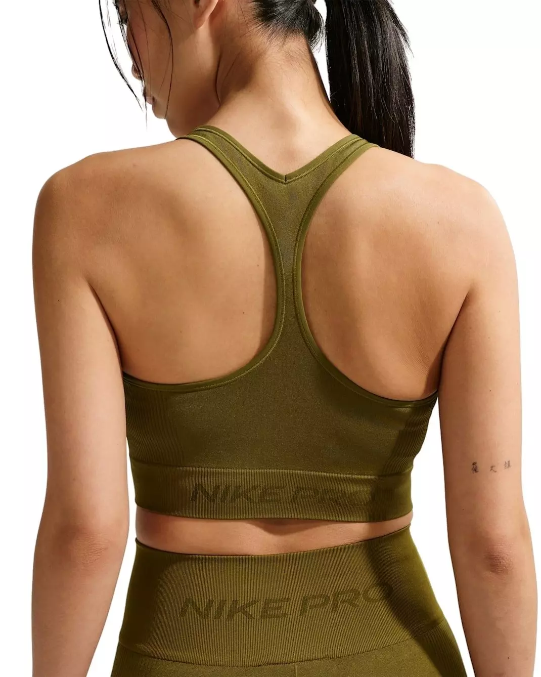 Nike Women's Pro Seamless Dri-FIT Cropped Tank Top -Olive - OLIVE