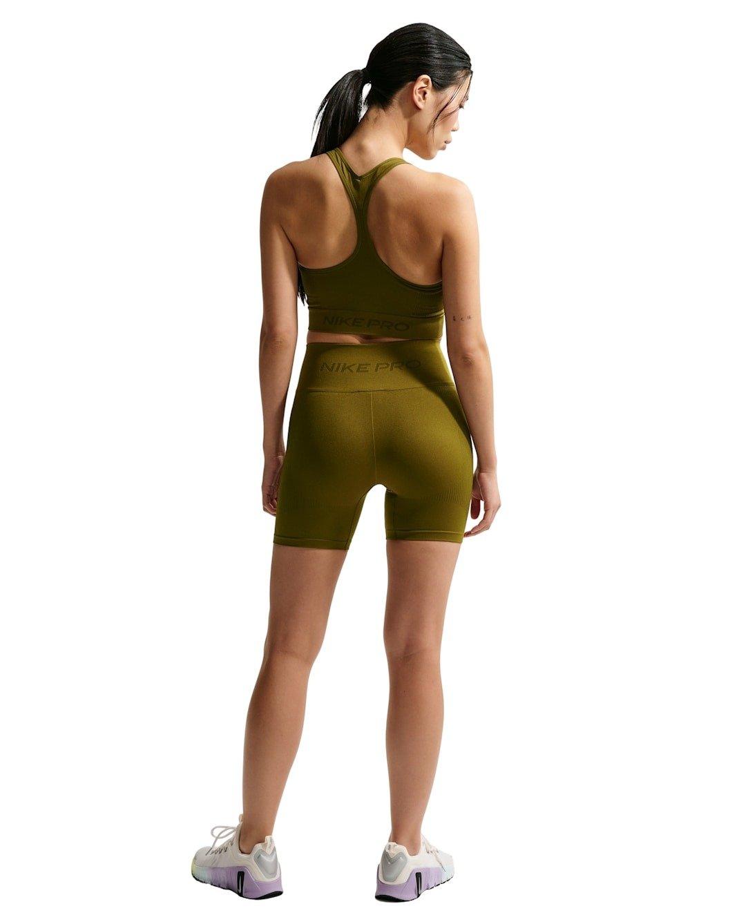 Nike Women's Pro Seamless Dri-FIT Cropped Tank Top - Olive - OLIVE Thumbnail View 5