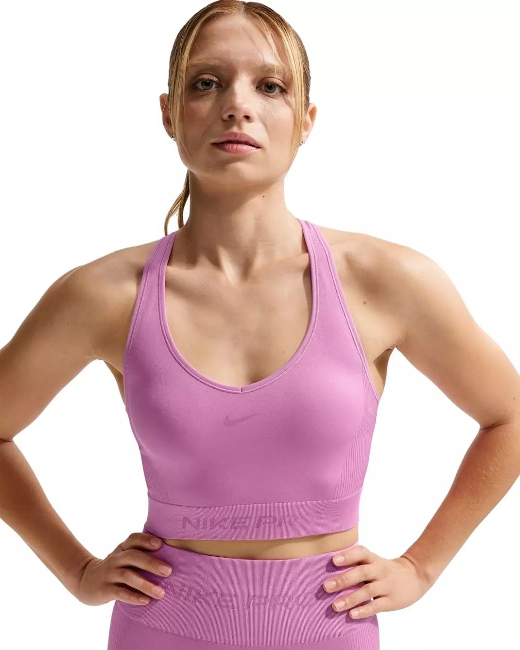 Nike Women's Pro Seamless Dri-FIT Cropped Tank Top -Lt Magenta - LT MAGENTA