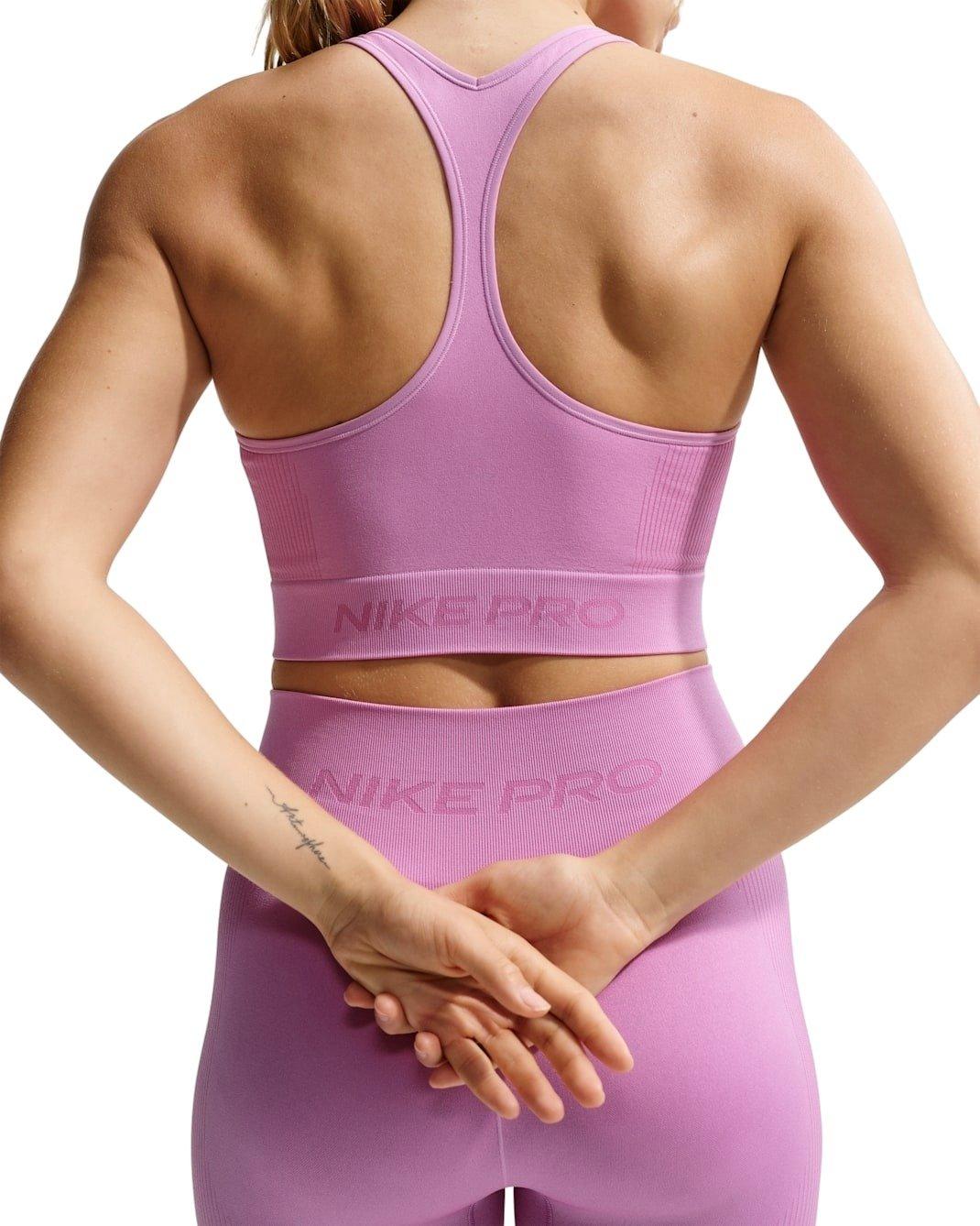 Nike Women's Pro Seamless Dri-FIT Cropped Tank Top -Lt Magenta - LT MAGENTA Thumbnail View 2