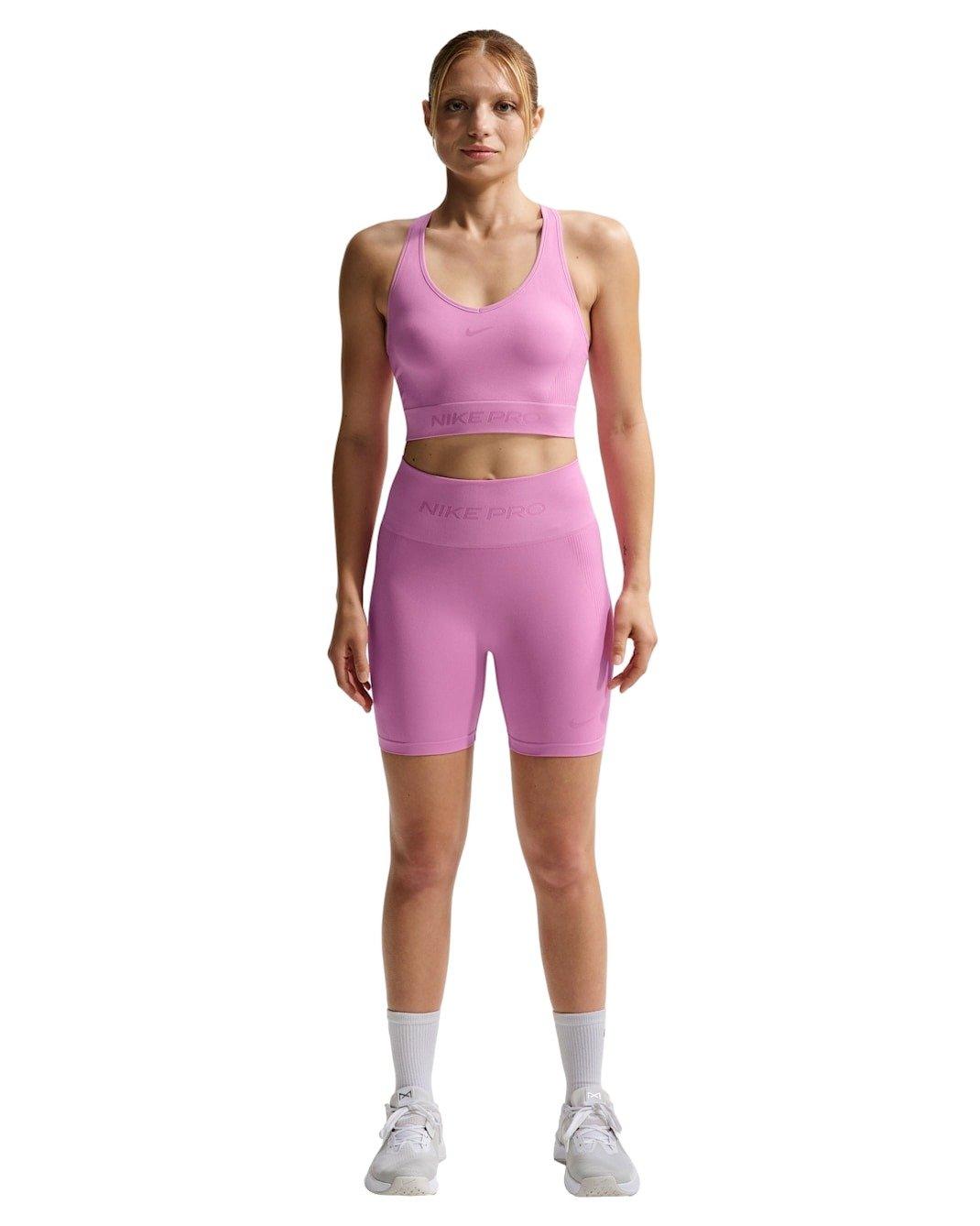 Nike Women's Pro Seamless Dri-FIT Cropped Tank Top - Lt Magenta - LT MAGENTA Thumbnail View 4