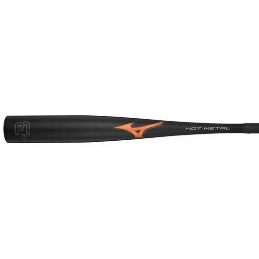 Mizuno Hot Metal BBCOR Baseball Bat (-3) - BLACK/ORANGE