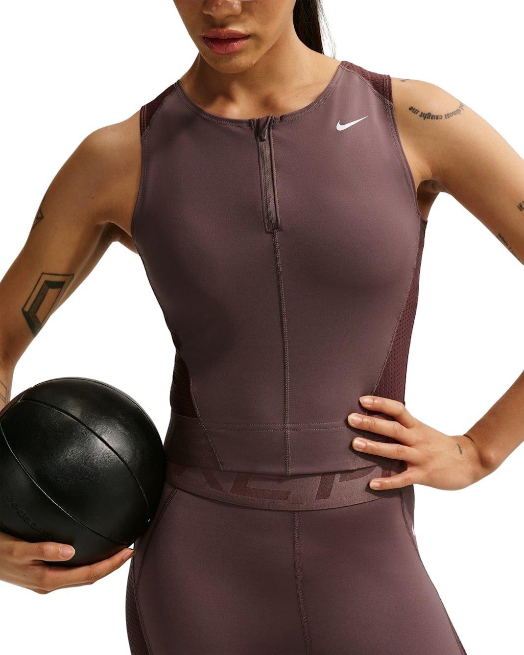 Nike Women's Pro Dri-FIT Tank Top -Tattoo Purple - TATTOO PURPLE Thumbnail View 3