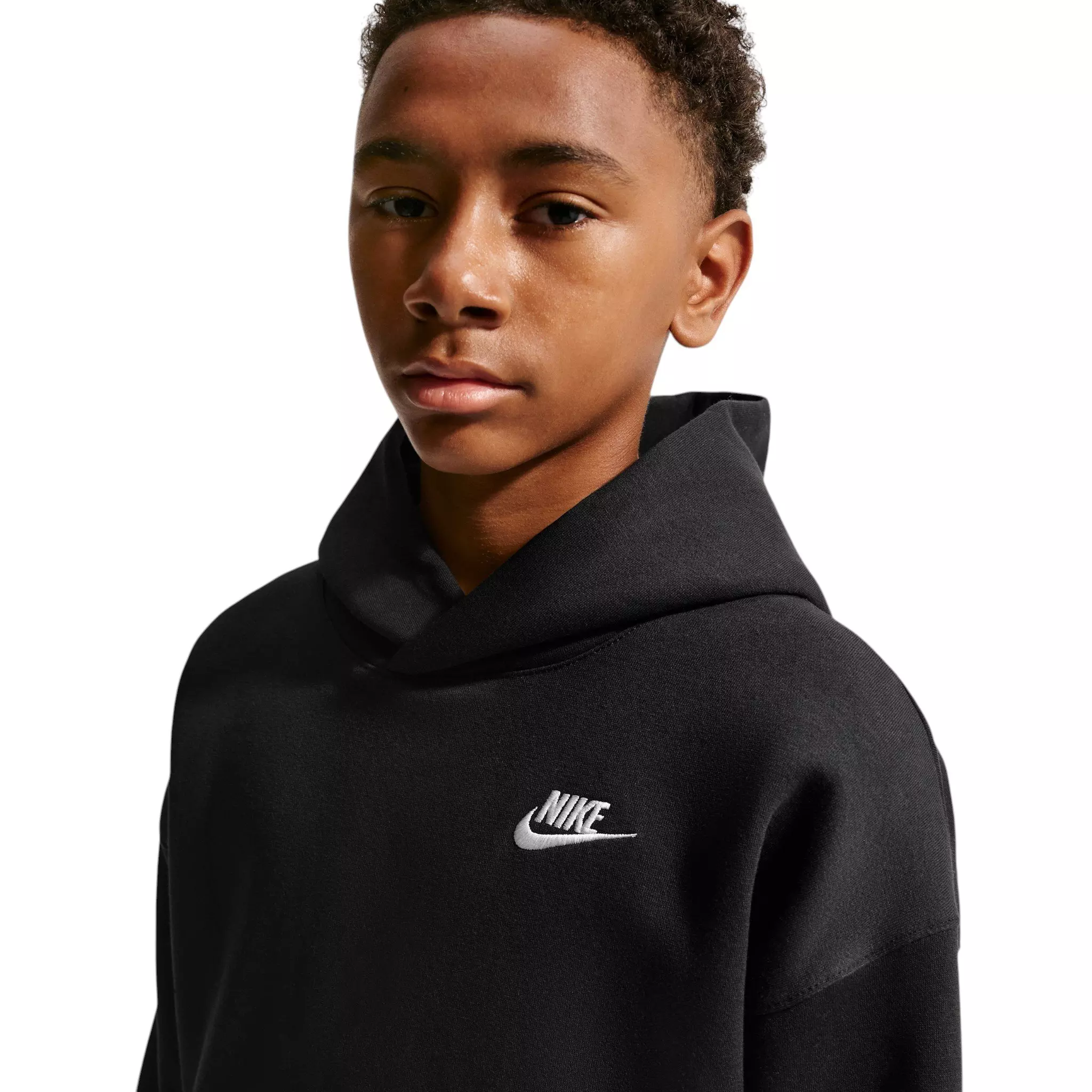 Nike Big Kids' Sportswear Club Fleece Oversized Hoodie - Black - BLACK