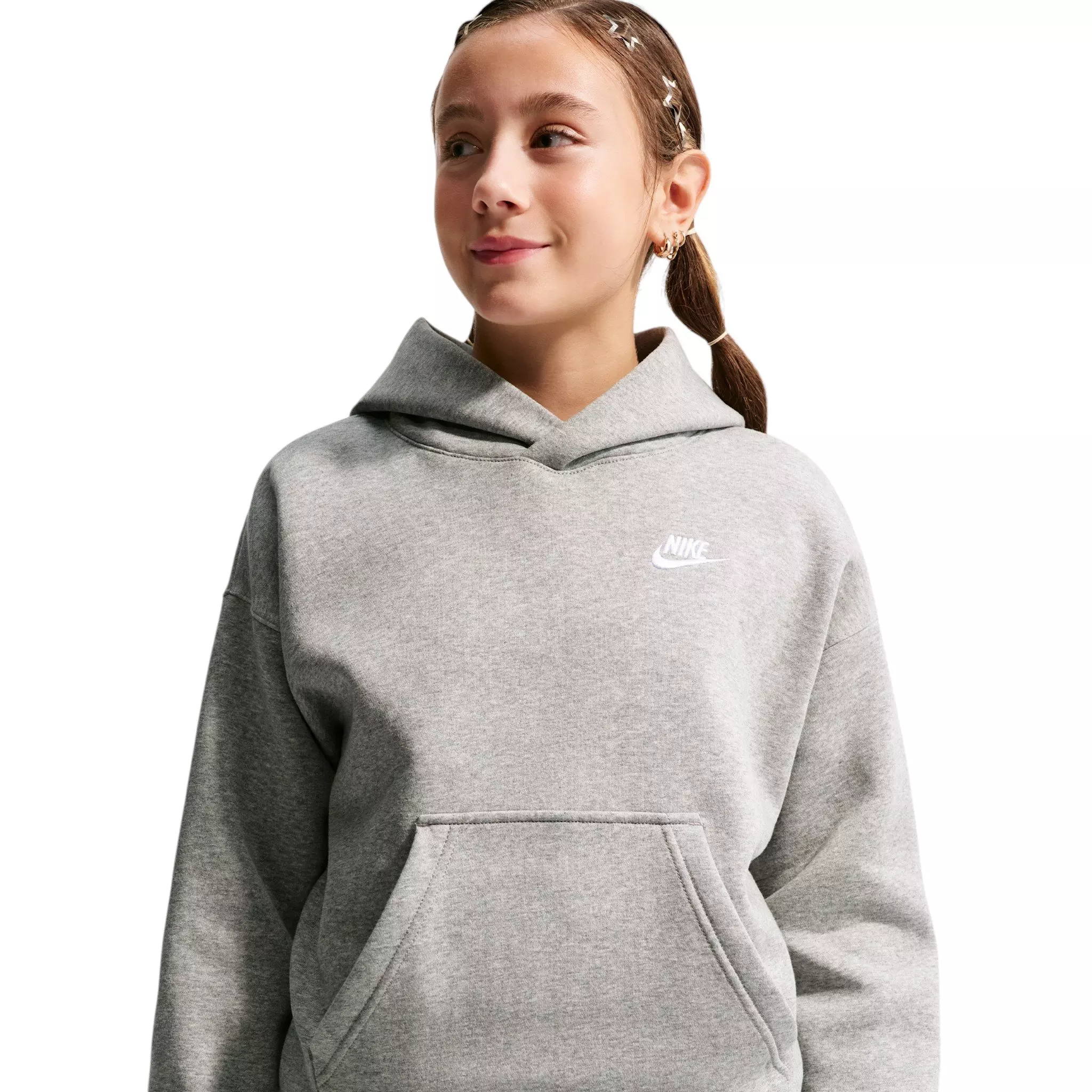 Nike Big Kids' Sportswear Club Fleece Oversized Hoodie - Grey - GREY