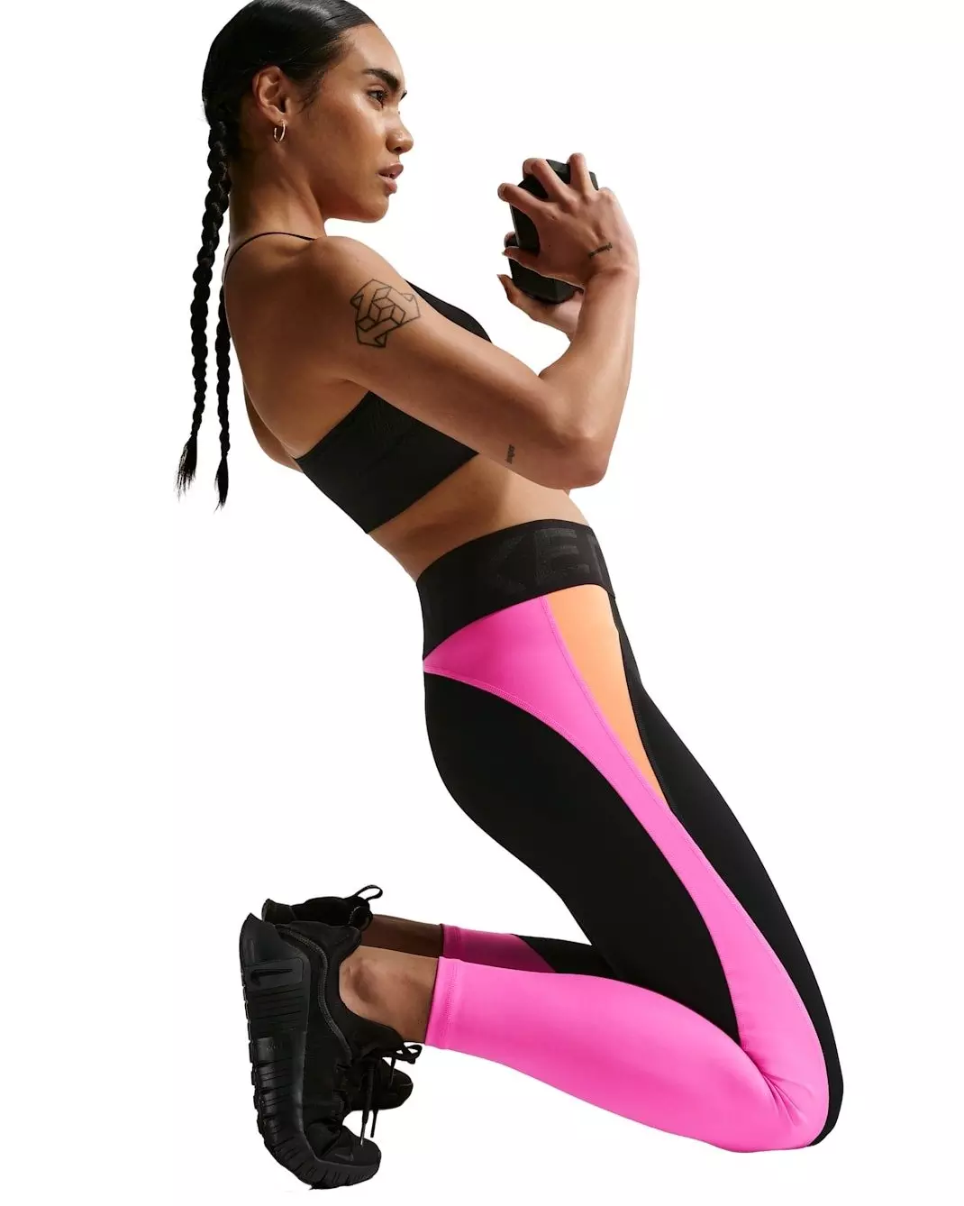 Nike Women's Pro Sculpt High-Waisted Full-Length Leggings -Black/Fuchsia - BLACK/FUCHSIA