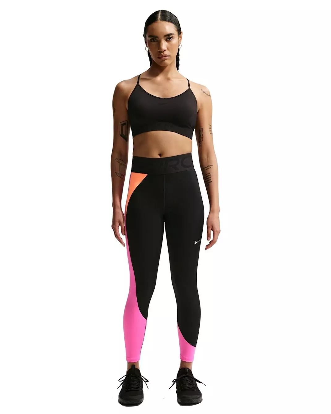 Nike Women's Pro Sculpt High-Waisted Full-Length Leggings -Black/Fuchsia - BLACK/FUCHSIA