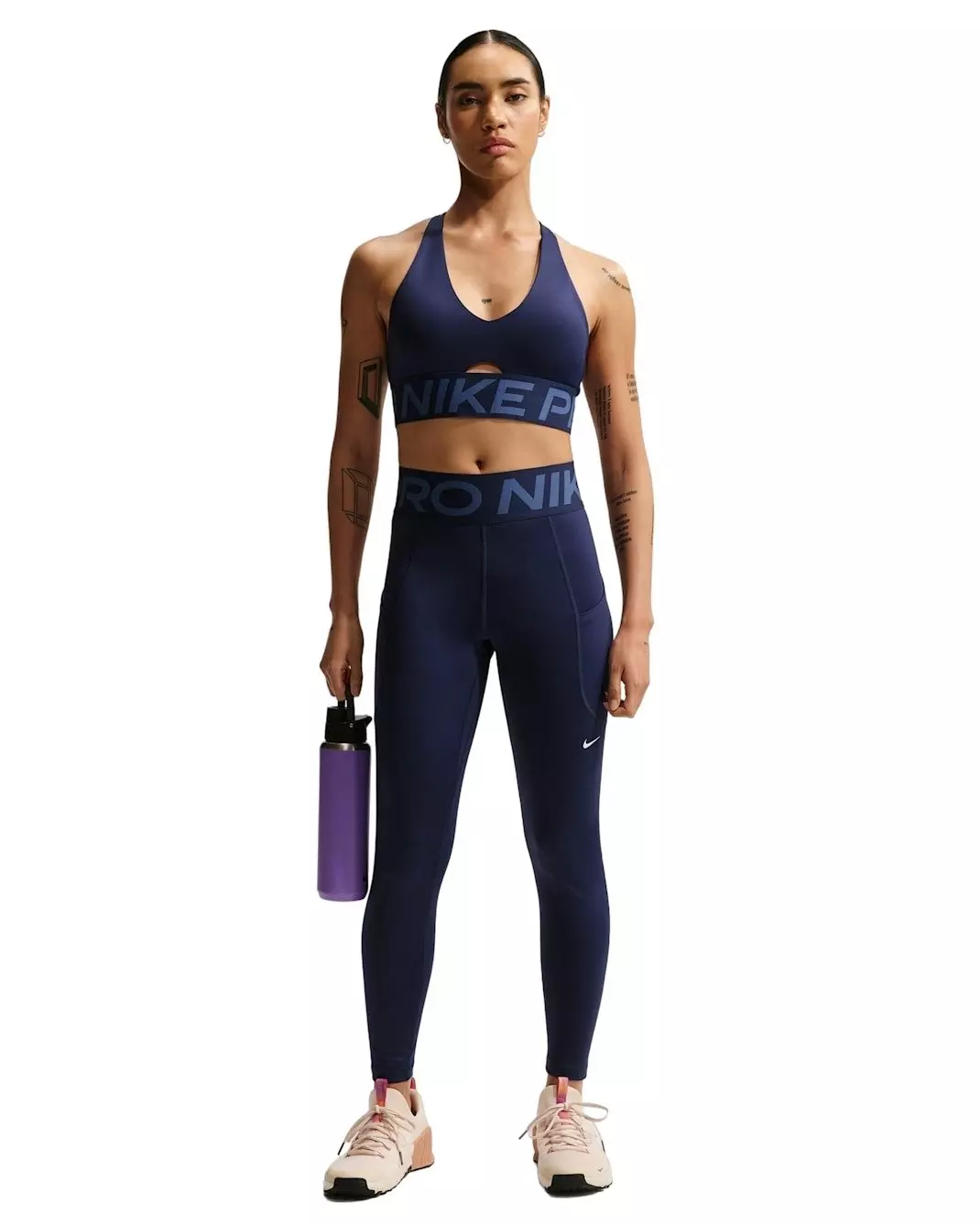 Nike Women's Pro Sculpt High-Waisted 7/8 Leggings with Pockets -Navy - NAVY