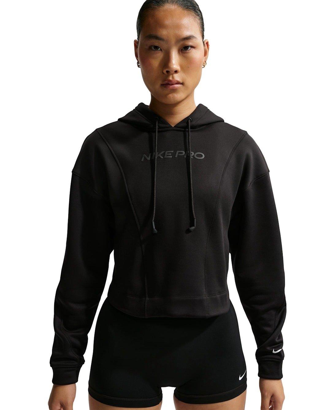 Nike Women's Pro Therma-FIT Hoodie -Black - BLACK Thumbnail View 1