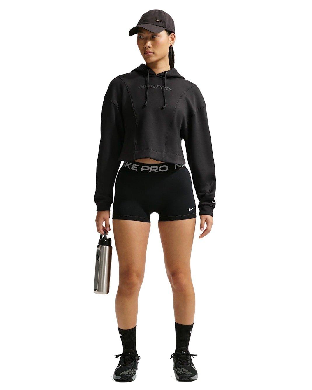 Nike Women's Pro Therma-FIT Hoodie - Black - BLACK Thumbnail View 5