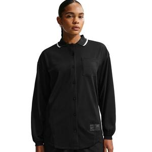 Nike Women's Sportswear Oversized Button-Down Jersey Top -Black