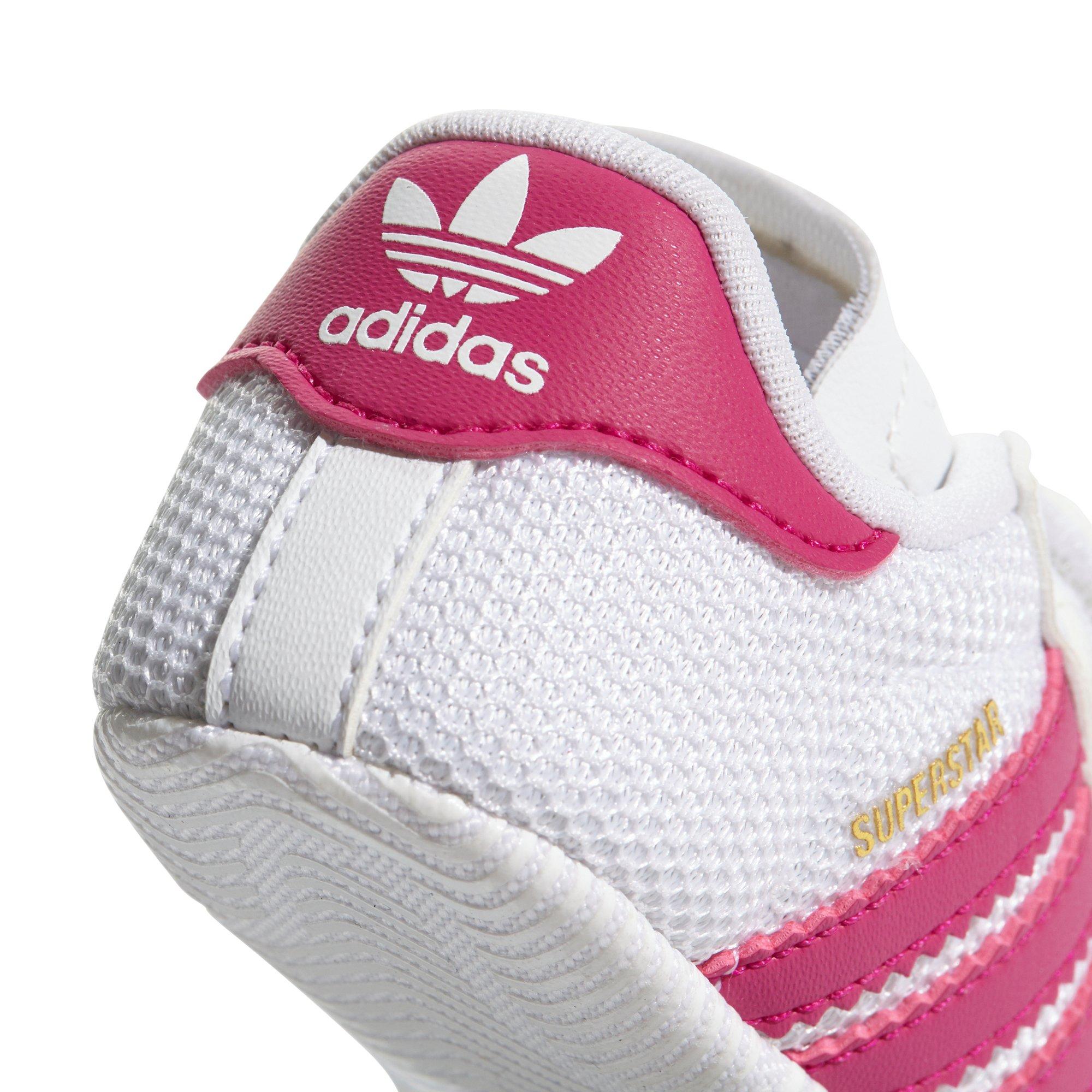 adidas originals crib superstar trainer white pink