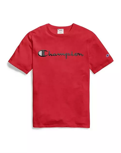 Champion Men's Script Logo Red Tee - RED