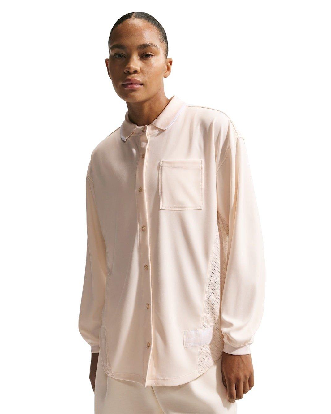 Nike Women's Sportswear Oversized Button-Down Jersey Top -Chalk - CHALK Thumbnail View 1
