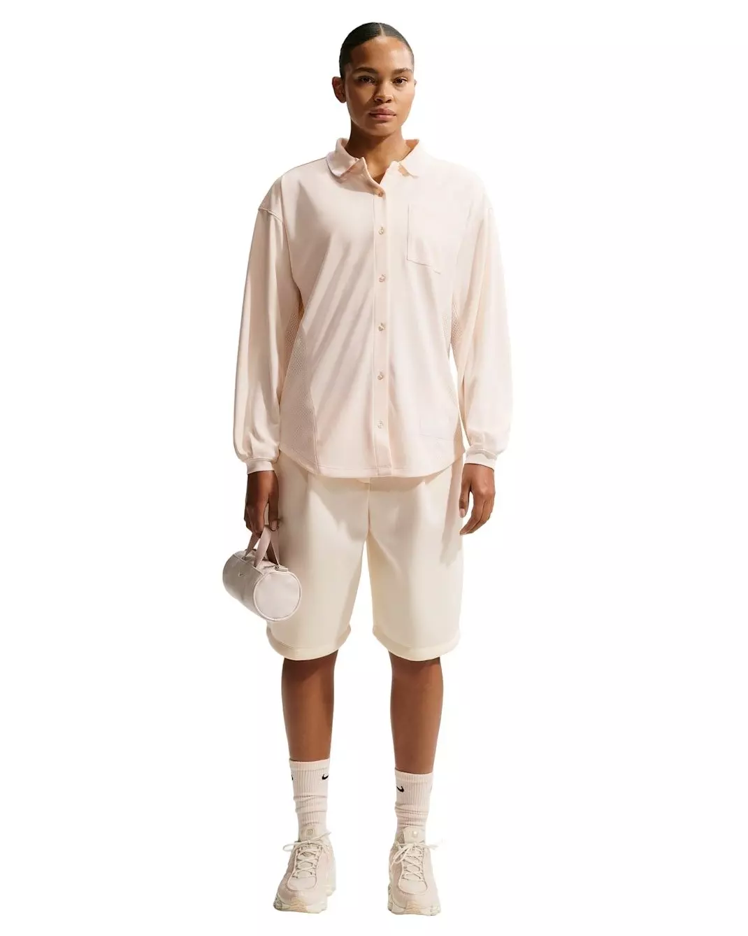 Nike Women's Sportswear Oversized Button-Down Jersey Top - Chalk - CHALK