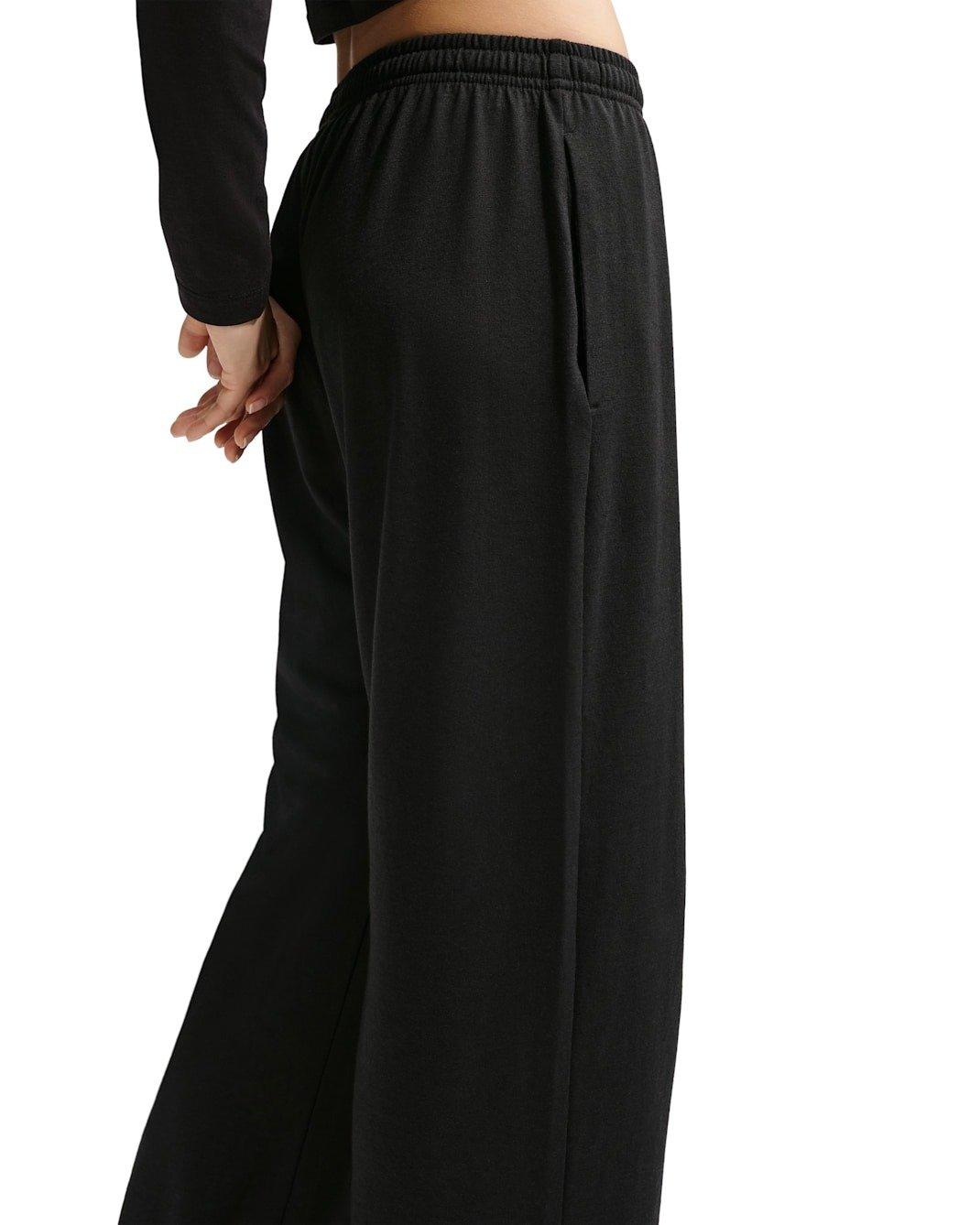 Nike Women's Sportswear Chill Knit Mid-Rise Lightweight Open-Hem Pants -Black - BLACK Thumbnail View 2